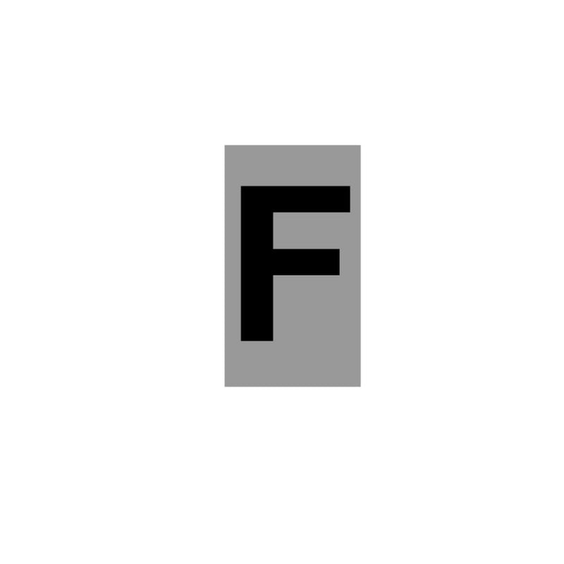 Πινακίδα σήμανσης αλουμινίου 30X40mm Γράμμα F - Αριθμοί &