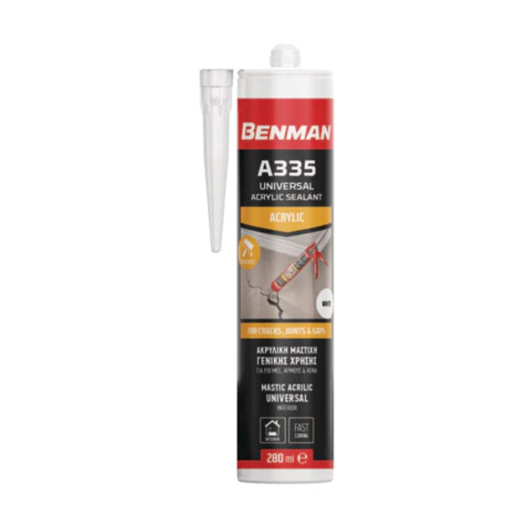 Ακρυλική μαστίχη A335 Λευκή 280ml BENMAN 73184 - Σιλικόνες