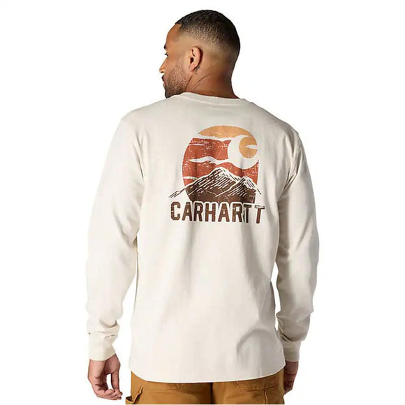 Μπλουζάκι Ανδρικό Μακρυμάνικο Relaxed Fit Heavyweight Mountain Graphic Malt Carhartt 107260-W03