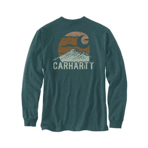 Μπλουζάκι Ανδρικό T-Shirt Relaxed Fit Heavyweight Long-Sleeve Mountain Graphic Greenstone Heather Carhartt 107260-GM2