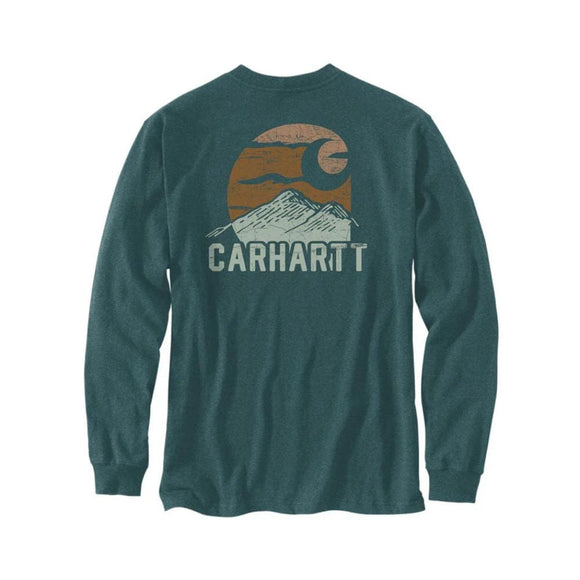 Μπλουζάκι Ανδρικό T-Shirt Relaxed Fit Heavyweight Long-Sleeve Mountain Graphic Greenstone Heather Carhartt 107260-GM2