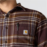 Πουκάμισο Ανδρικό Rugged Flex Relaxed Fit Midweight Flannel Long-Sleeve Plaid Shirt Dark Sepia Carhartt 107010-BB3