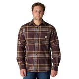 Πουκάμισο Ανδρικό Rugged Flex Relaxed Fit Midweight Flannel Long-Sleeve Plaid Shirt Dark Sepia Carhartt 107010-BB3