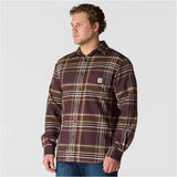 Πουκάμισο Ανδρικό Rugged Flex Relaxed Fit Midweight Flannel Long-Sleeve Plaid Shirt Dark Sepia Carhartt 107010-BB3