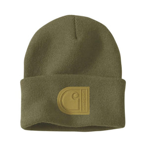 Σκούφος Knit Cuffed C Patch Beanie Dark Bronzed Green Carhartt 107190-GL7