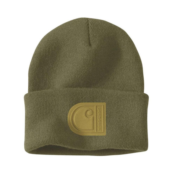 Σκούφος Knit Cuffed C Patch Beanie Dark Bronzed Green Carhartt 107190-GL7