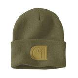 Σκούφος Knit Cuffed C Patch Beanie Dark Bronzed Green Carhartt 107190-GL7