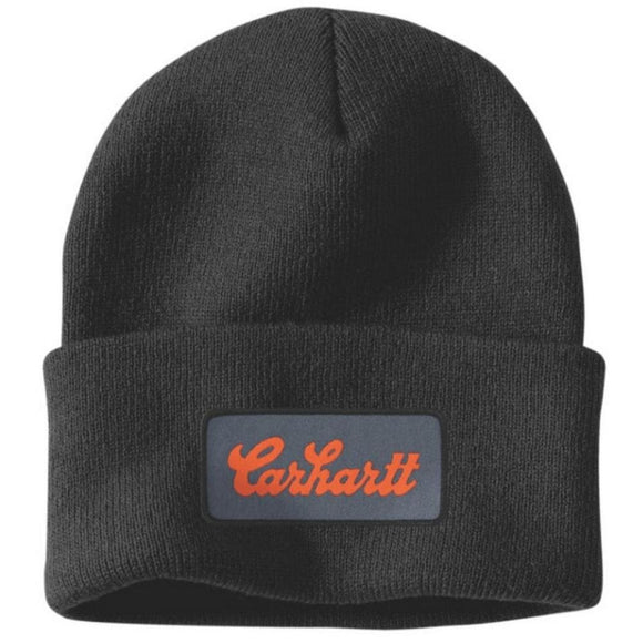 Σκούφος Knit Cuffed Script Patch Beanie Black Carhartt 107007-N04