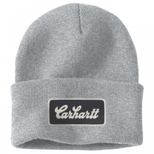 Σκούφος Knit Cuffed Script Patch Beanie Heather Grey Carhartt 107007-HGY