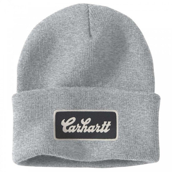 Σκούφος Knit Cuffed Script Patch Beanie Heather Grey Carhartt 107007-HGY