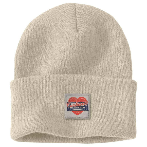 Σκούφος Knit Heart Patch Beanie Oat Milk Carhartt 107409-A16